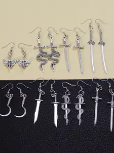 Vintage Inspired Cross Sword Pendant Dangle Earrings Hypoallergenic Unique Personality Gothic Jewelry For Women Perfect Gift