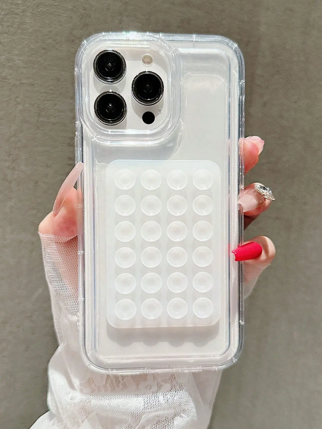 Pink Silicone Suction Cup Style Shockproof 2pcs Transparent Air Cushion Anti-Drop Material + Rose Pink Jelly Suction Cup Phone Holder Compatible With IPhone 15 Pro Max/15 Pro/15/14 Pro Max/14 Pro/14/13 Pro/13/12/11 Phone Case, XR Protective Cover
