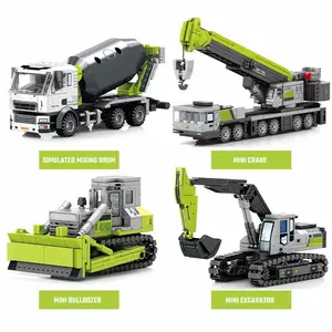 SEMBO Engineering Vehicle Assemblage Building Blocks Kits MOC Excavator Mixer Truck Model Bricks DIY Educational Toys Boys Gifts