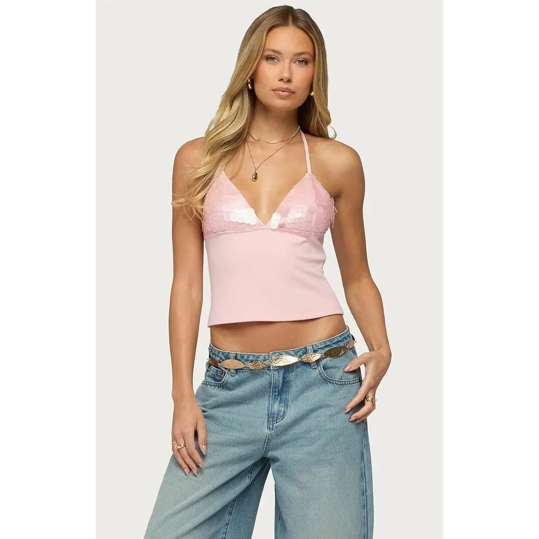 Edikted Women's Katelyn Sequin Halter Top