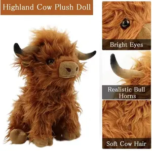 Summer Highland Cow Plush Toy,Simulation Stuffed Toy,Fluffy Toy,Animals Decoration Toy,Cute Stocking Stuffers,Home Decorative Ornament Toy, Best Gifts, Birthday Gift.