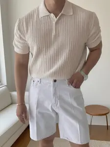 Men's Summer Casual Fashion Slim-Fit Knitted Polo Top, Classic Old Money Style Comfortable Daily Streetwear, Elastic Stretchy Sweater