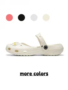 Women's Black Non-slip Breathable Clogs with Daisy Charms, Perfect for Home, Bathroom, Rainy Days & Beach, Footwear