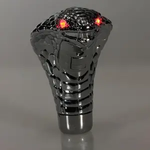 Universal Chrome Red Blue LED Eyes Car Cobra Manual Gear Shift Knob Snake Shifter