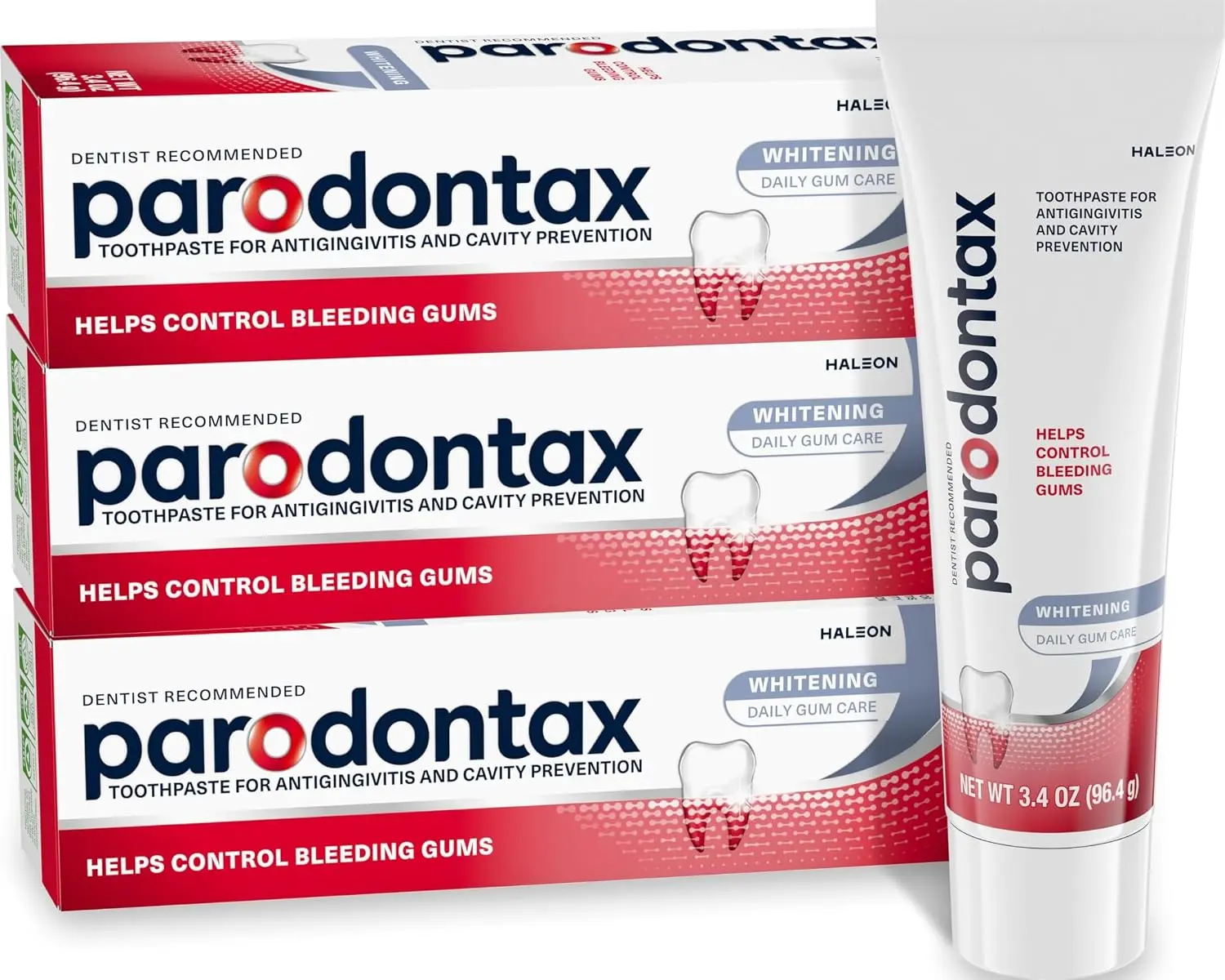 Parodontax Teeth Whitening Toothpaste, to Help Bleeding Gums, 3.4 Oz x 3