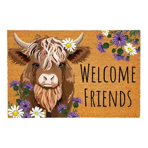 Evergreen 36"x24" Highland Cow Coir Doormat