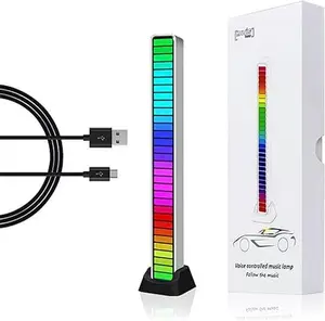 [Hot sell]2 Sets Voice Activated Light Bar, Wireless Voice Activated Rhythm Light Bar, 32-bit Rechargeable Colorful Music Level Voice Activated Ambient LED Light Bar for Car, Game Room, Party