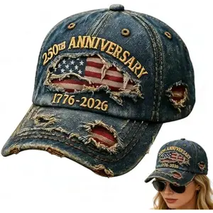 USA 250th Anniversary Distressed Casual Cap,250 Anniversary USA hat 1776-2026 Commemorative Baseball Cap,Traditional American Tribute Hat Gift Honoring Patriots & Veterans Blue