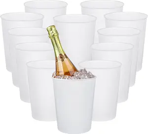 12 Pack Ice Buckets for Parties, Plastic  Cooler for Champagne, Beverage, Soda and , Classic  Bottle Chiller for Wedding, Versatile Buckets as Vase, Flower Pot or Trash Bin, White