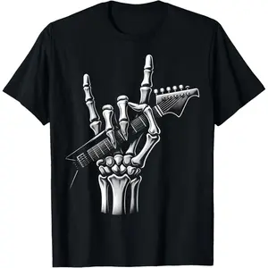 Rock On Skeleton Hand cool Rock Symbol Design T-Shirt