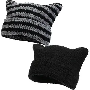 Adorable Cat Ear Beanie for Women & Men – Cozy Knitted Winter Hat with Ears – Cute Slouchy Crochet Style Perfect for Summer AC Rooms