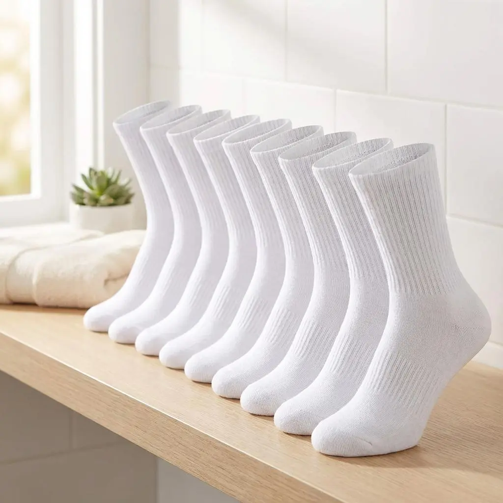 12 Packs Crew Socks for Womens and Men Cushioned Long Socks Cotton Athletic Socks for Hiking Running(6 Pairs)