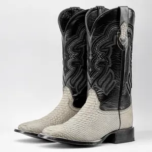 Matte Light Grey Leather Boots - Square Toe