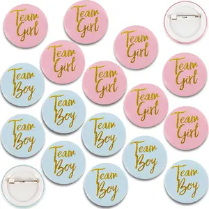 12/24count Team Boy Girl Button Pins Gender Reveal Tinplate Badges Gift for Guests Gender Reveal Party Supplies Baby Shower Decor