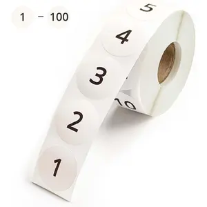 1-100 Numbered Stickers, 10 Repeating Sets, 1-Inch Consecutive Numbers, 1000 Labels Per Roll for Organization, Inventory, Crafts, and