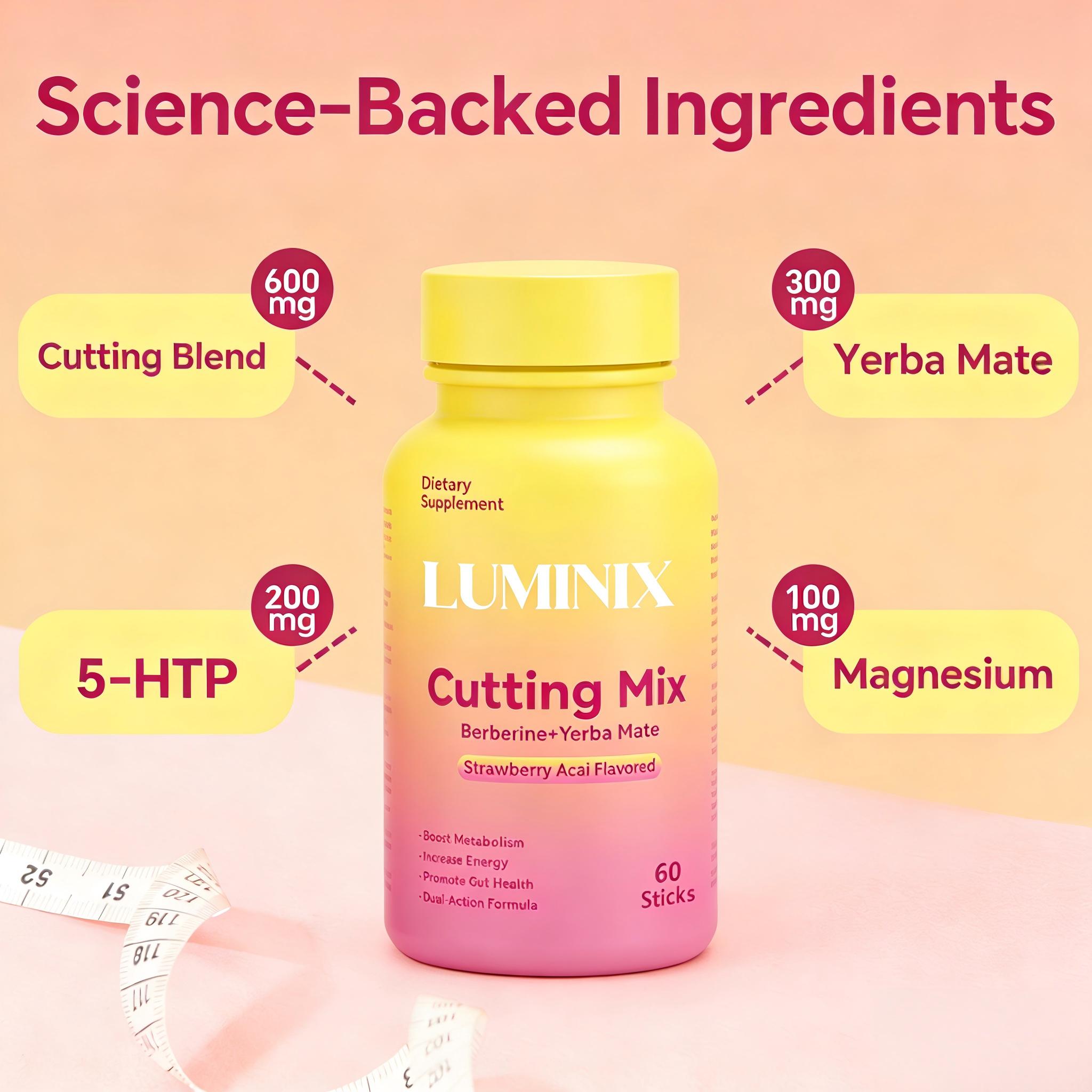 Cutting Mix Capsules-Strawberry Açaí Flavor – 60 Capsules,Berberine Chromium Magnesium -  Edible Optimum Edible Fitness Raspberry Tea Powder Lemonade Yerba Mate Healthcare