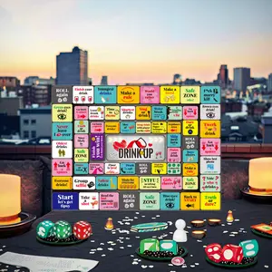 Drinking Board Game for Adults with Non-Slip Rubber Mat, Interactive Drinking Party Games for Game Night, Bachelorette, Girls Night, Birthday, Couples, Family Game Night, 2-8 Players Age 21+,Valentine’s game for adults