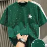 New Men's Casual Streetwear Menswear Short Sleeve Round Neck Fitted T-Shirt, Trendy Summer Tee, Fashion Sparkling Design, Essential Item for Men's Outdoor Activities, Multiple Colors Available