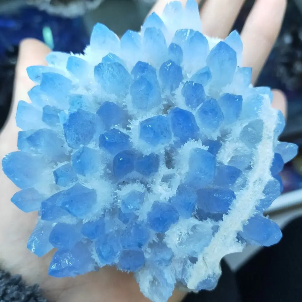 Rare Raw Blue Ghost Phantom Quartz Crystal Cluster