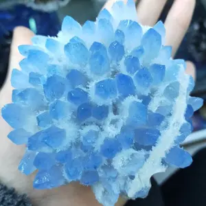 Rare Raw Blue Ghost Phantom Quartz Crystal Cluster