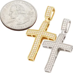 Moissanite 925 Sterling Silver 14k Gold Vermeil Cross Pendant