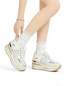 Women's Fashion New Casual Thick Sole Dad Shoes, Synthetic Upper, Cushioned PVC Sole, Lightweight Comfortable Height Increase Sneakers, Walking Shoes