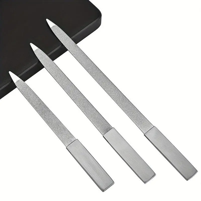 Stainless Steel Nail File (3pcs/set), Double Sided Nail Polishing Tool, Nail Polishing Tool for Nail Art Manicure & Pedicure, Manicure Kit, Foot File Tool, Nail Care, Nail Tools