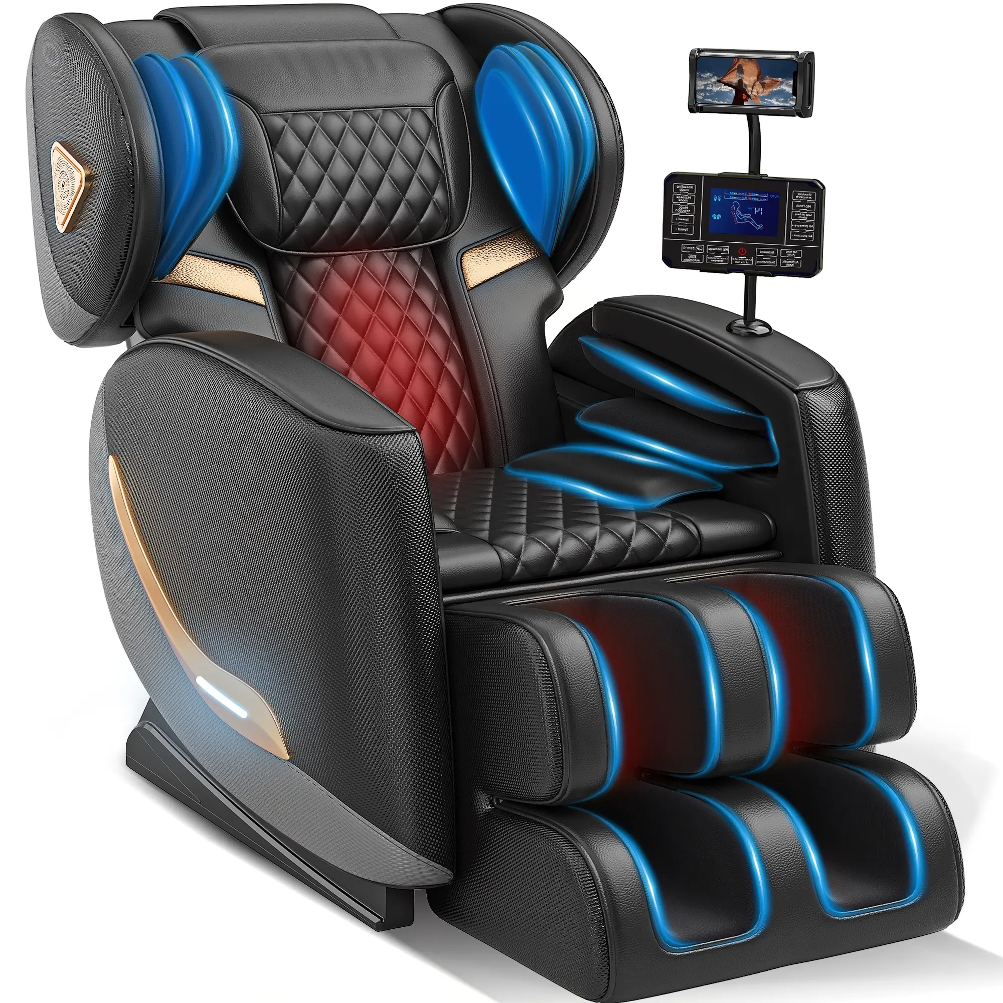 3xrelax BV-5 Massage Chair Full Body Recliner, Zero Gravity Massage Chair, 10 Fixed Rollers, Airbags, Heating, Foot Massage, Auto Modes, Bluetooth Audio & Touch Screen Control Panel for Home and Office, Gifts for Parents, Wife and Husband