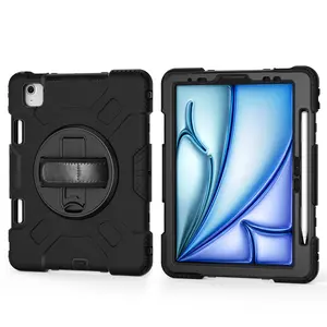 Black Case for iPad  Pro 13 Shockproof Case with Pencil Holder 2024 Accessories Computer Covers Tablet