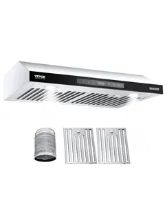 VEVOR Under Cabinet Range Hood, 30 Inch Kitchen Vent Hood, 900CFM Dual Motors Stainless Steel Stove Hood, with Gesture & Touch Control, LED Light, and 4-Speed Exhaust Fan