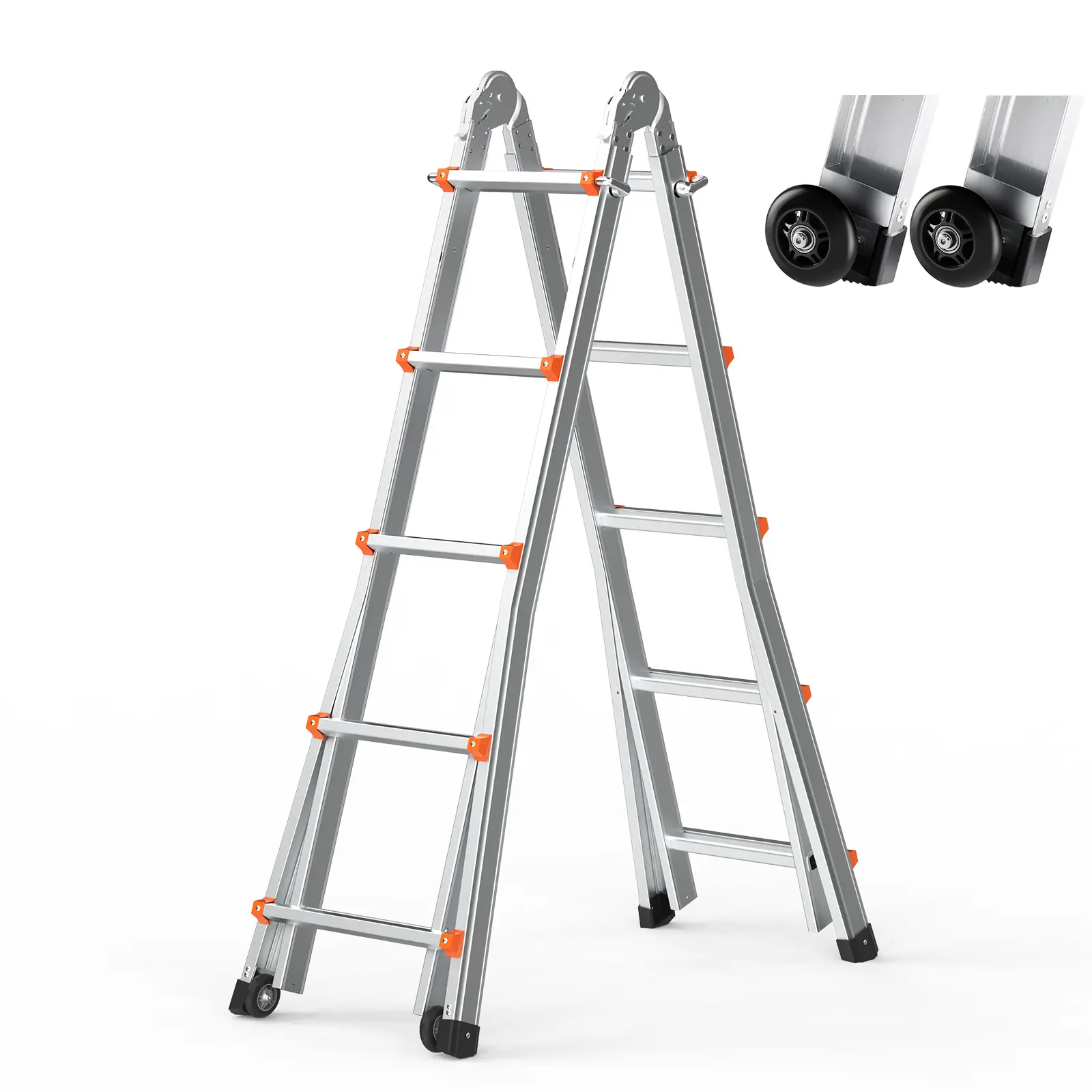 【Summerfinds】VEVOR Telescoping Ladder A Frame 19 FT Compact Aluminum Extension LadderMulti-Function Portable Collapsible RV LadderTelescopic Ladder for Homework Stairs Indoor Outdoor Roof330lb Load, Aluminium Telescopic Ladder, Sturdy Portable Ladder