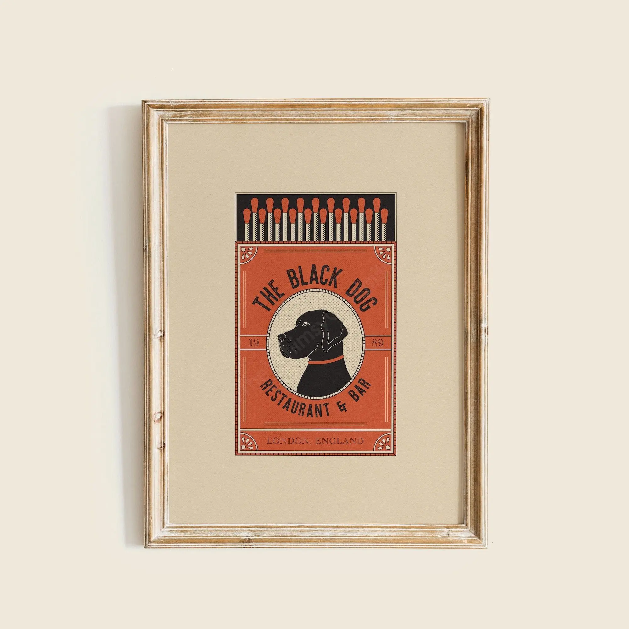 [SALE UP TO 40%] [Unframed] The Black Dog Art Print, Bar Cart Poster, Illustrated Poster, Home Decor