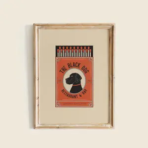 [SALE UP TO 40%] [Unframed] The Black Dog Art Print, Bar Cart Poster, Illustrated Poster, Home Decor