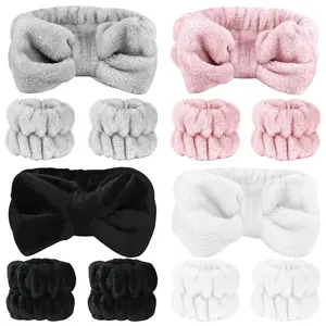 12 PCS Face Wash Headband Wristband Set for Women Girls, Soft Microfiber Facial Spa Hair Wraps Makeup Skincare Bath Headbands