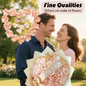 200pcs of high-density pre-made fabric roses petals semi-finished products eternal roses DIY Ramos eternal bouquet eternal flowers, for weddings, anniversaries, birthdays, etc