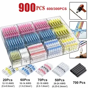 900/640/320Pcs Solder Seal Wire Connectors Heat Shrink Butt Splice Waterproof Electrical Terminals Insulated Solder Sleeve Kit for Marine Automotive Boat Truck Wiring Repair Car Motorcycle RV Cable