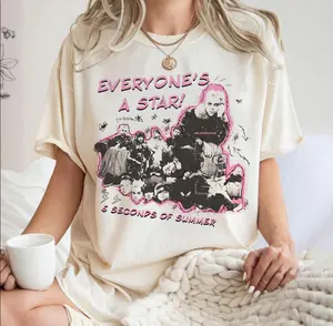 5SOS Everyone's A Star Tour Graphic T-Shirt, 5 Seconds Of Summer Boy Band Tee