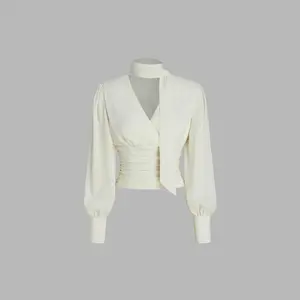 Cider [size 0-26] V-neck Wrap Long Sleeve Blouse With Scarf