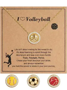 Baseball/football/volleyball/basketball Necklace Gift for Girls, Sporty Heart Pendant Necklace, Copper Chain, All Seasons Jewelry