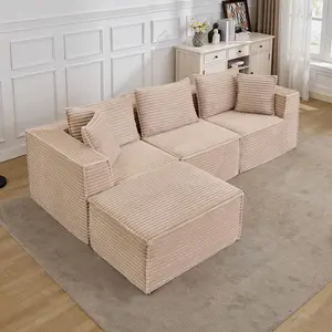 Garvee 107" Modular Sectional Sofa,Modern Cloud Sectional Couch with Deep Seat, L-Shape Boneless Couch with Chaise for Living Room Apartments Bedroom, No Assembly Required (3 Seater + 1 Ottoman),Beige