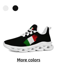 Unisex Dark Classic Italian Tricolor Flag Trendy Sneakers, Skin-Friendly Mesh, High Elastic Shock-Absorbing Sole, Anti-Slip, Stable & Foot-Friendly, for Daily Commute, Outdoor & Casual Wear