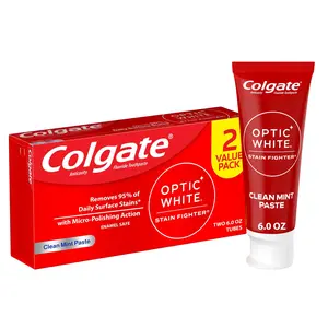 Colgate Optic White Stain Fighter Teeth Whitening Toothpaste Pack, Clean Mint, 6 Oz, 2 Pack Colgate-Palmolive Company