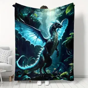 Tiktok Trend Dinosaur Flannel Throw Blanket, Ultra Soft Comfortable Sofa Bed Sheet, Fashion Animal Pattern, Perfect Gift
