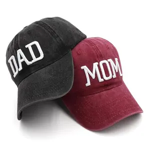 Mom and Dad 2Pcs Baseball Cap Set 3D Stereo Embroidery Adjustable Hat Mother's Day Father's Day Thanksgiving Gift