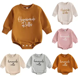 Meihuida Thanksgiving Baby Boy Girl Outfit Sweatshirt Bubble Homemade Rolls Romper Cute Newborn Toddler Clothes