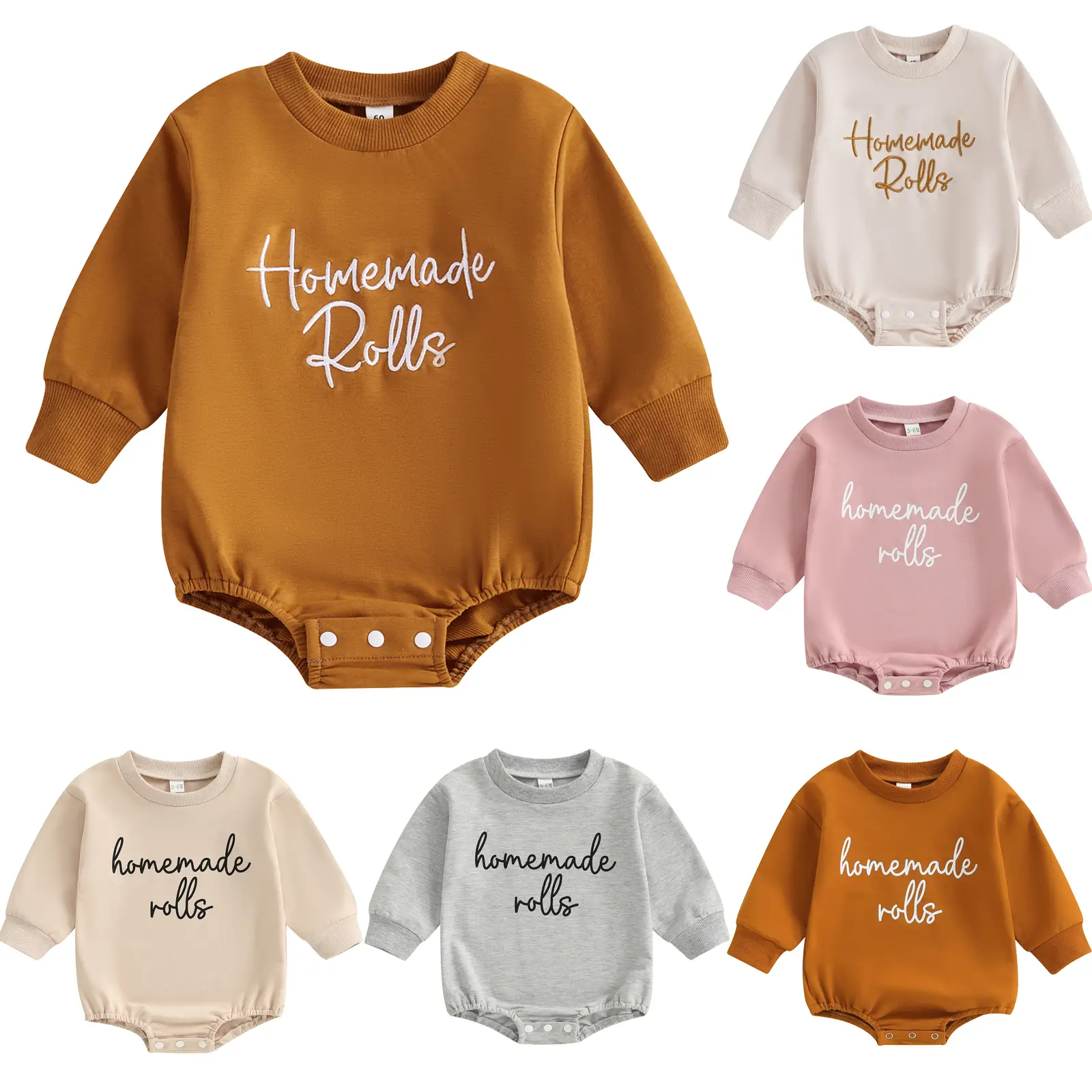 Meihuida Thanksgiving Baby Boy Girl Outfit Sweatshirt Bubble Homemade Rolls Romper Cute Newborn Toddler Clothes