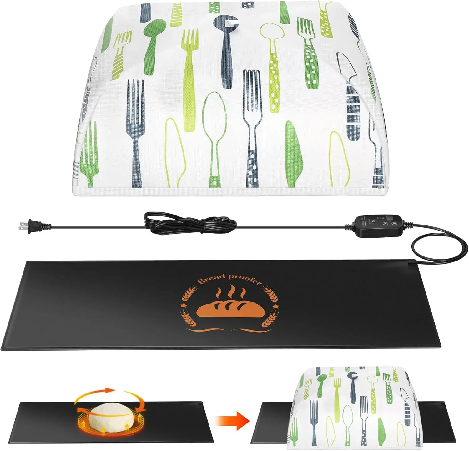 Upgrade Sourdough Heating Mat Dough Proofing Box Fahrenheit, 59°F - 140°F Adjustable Dough Rising Heating Mat, Heated Bread Mat for Sourdough,Bread Warmer Mat with Sourdough Starter Warmer Dome Springtok