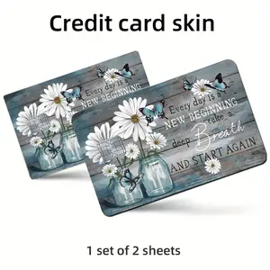 2 Credit Card Debit Card Skin Stickers, Ultra-Thin Matte Feel Waterproof Scratch-Resistant Durable Creative Colorful Patch for Small Chip Cards, Decorative Stickers