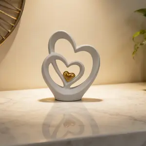 Dual Heart Decorative Ornament, Sparkling Eternal Love Home Interior Accessories, Artificial Heart Decoration