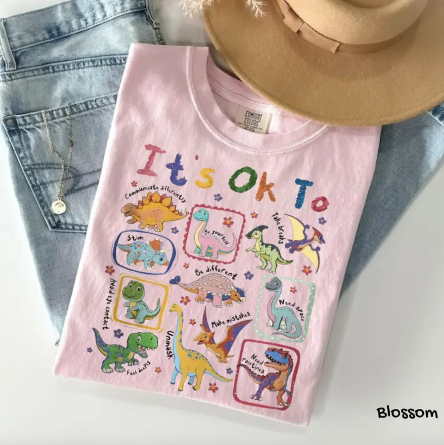 Comfort Colors It’s Ok To Be Different Autism Dinosaur TShirt, Autism Awareness Shirt, Autism Mom, Special Education Teacher Shirt, Neurodiversity Shirt